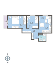 58,2 м², 2-комнатная квартира 5 740 000 ₽ - изображение 1