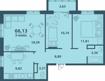 60 м², 3-комнатная квартира 4 500 000 ₽ - изображение 76