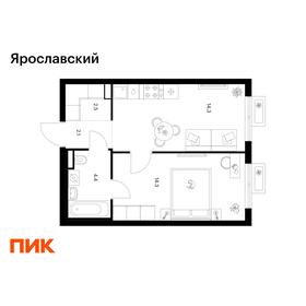 Квартира 37,6 м², 1-комнатная - изображение 1