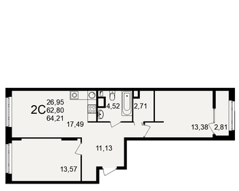 56,8 м², 2-комнатная квартира 7 250 000 ₽ - изображение 78