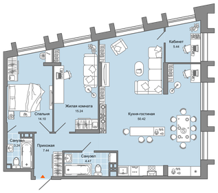 42 м², 1-комнатная квартира 2 500 ₽ в сутки - изображение 53