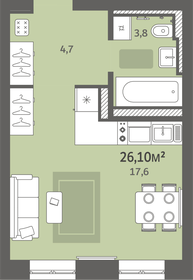 Квартира 26,1 м², студия - изображение 1