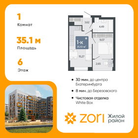 Квартира 35,1 м², 1-комнатная - изображение 1