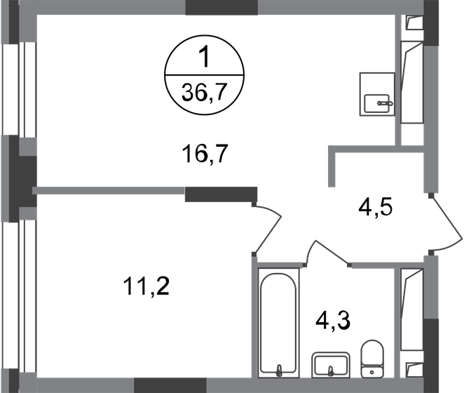 36,7 м², 1-комнатная квартира 9 080 306 ₽ - изображение 1