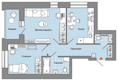 Квартира 69 м², 3-комнатная - изображение 1