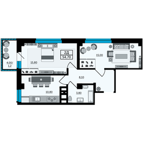 55,4 м², 2-комнатная квартира 7 672 800 ₽ - изображение 17