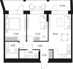 Квартира 64,4 м², 2-комнатная - изображение 1