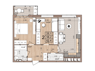 70,3 м², 2-комнатная квартира 4 120 000 ₽ - изображение 112