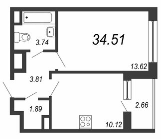 Квартира 34,4 м², 1-комнатная - изображение 1