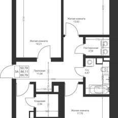 Квартира 89,8 м², 3-комнатная - изображение 2