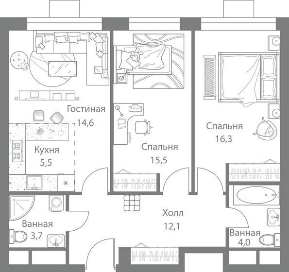 71,7 м², 3-комнатная квартира 17 387 250 ₽ - изображение 23