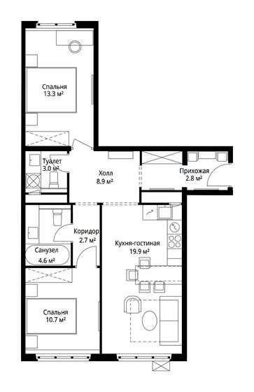 54 м², 2-комнатная квартира 12 300 000 ₽ - изображение 95