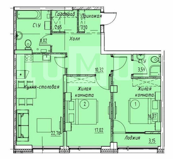 86,5 м², 2-комнатная квартира 19 850 000 ₽ - изображение 15