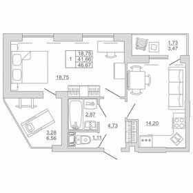 46,7 м², 1-комнатная квартира 5 495 390 ₽ - изображение 12