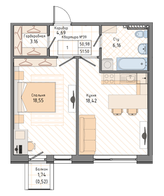45,8 м², 1-комнатная квартира 9 500 000 ₽ - изображение 26