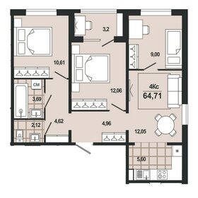 Квартира 66,3 м², 4-комнатная - изображение 1