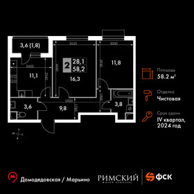 Квартира 58,2 м², 2-комнатная - изображение 1