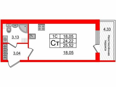 Квартира 24,2 м², студия - изображение 1