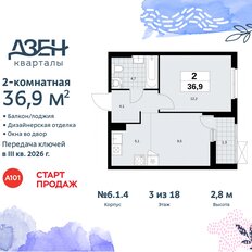 Квартира 36,9 м², 2-комнатная - изображение 3