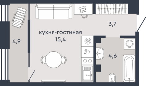 29 м², квартира-студия 4 843 283 ₽ - изображение 22