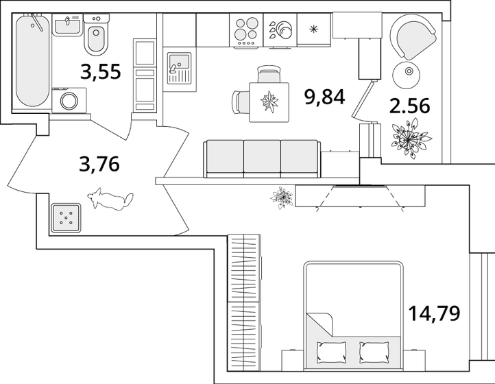 33,2 м², 1-комнатная квартира 9 485 494 ₽ - изображение 1