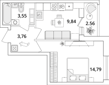 32,4 м², 1-комнатная квартира 9 999 000 ₽ - изображение 73