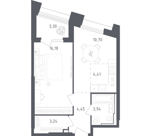 Квартира 46,2 м², 1-комнатные - изображение 1