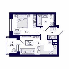36,7 м², 1-комнатная квартира 4 385 650 ₽ - изображение 26