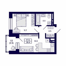 36,3 м², 1-комнатная квартира 4 320 000 ₽ - изображение 10