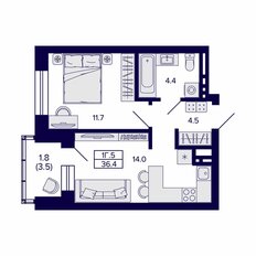 Квартира 36,4 м², 1-комнатная - изображение 3