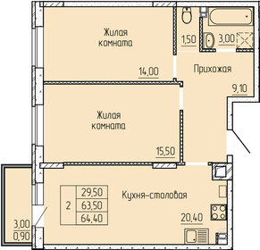 Квартира 64,9 м², 2-комнатная - изображение 1