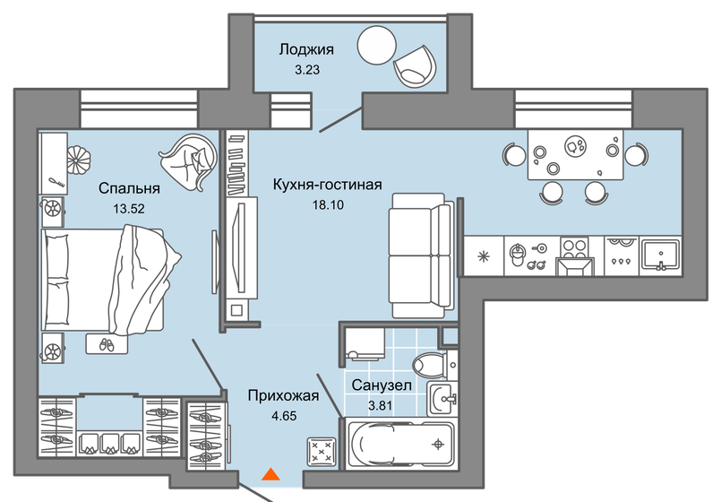 35 м², 1-комнатная квартира 3 372 149 ₽ - изображение 19