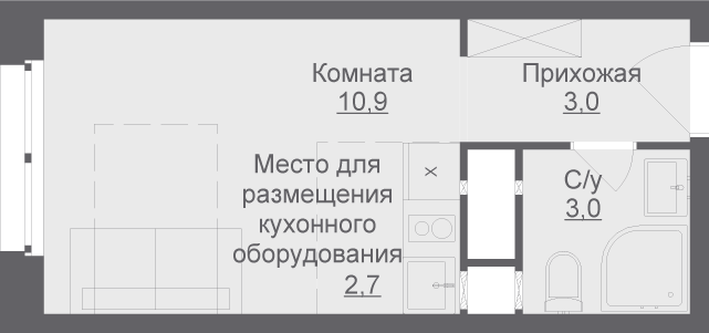 19,6 м², апартаменты-студия 4 388 448 ₽ - изображение 1