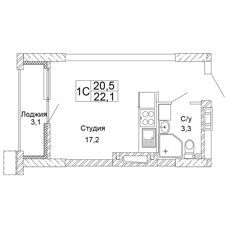 Варианты планировок ЖК «Колизей» - планировка 1