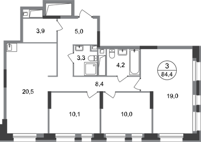 84,4 м², 3-комнатная квартира 17 063 376 ₽ - изображение 12