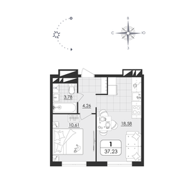 Квартира 37,2 м², 1-комнатная - изображение 1