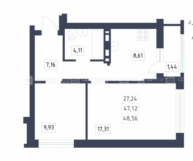 47,5 м², 2-комнатная квартира 8 000 000 ₽ - изображение 1