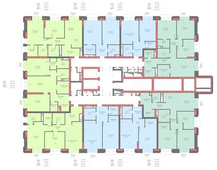 68,4 м², 2-комнатная квартира 11 860 560 ₽ - изображение 27