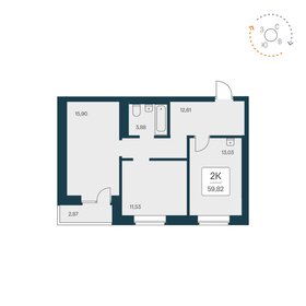 Квартира 59,8 м², 2-комнатная - изображение 1