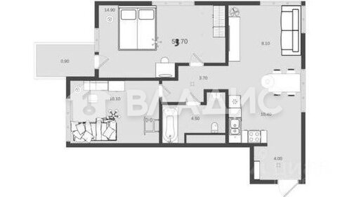 Квартира 53,7 м², 3-комнатная - изображение 1