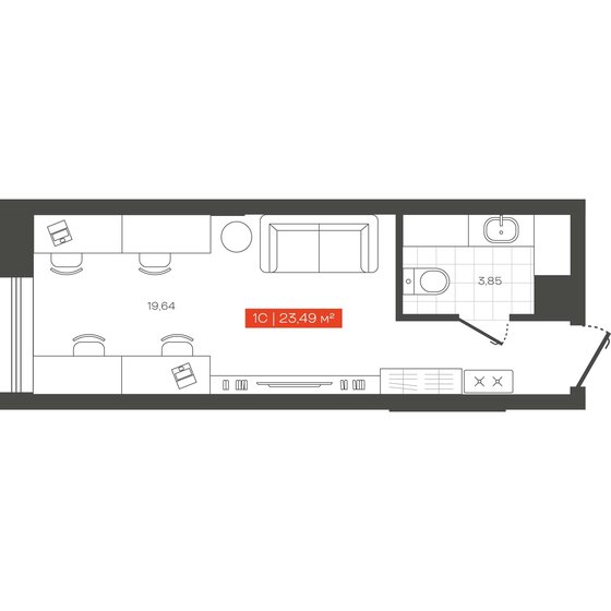 23,5 м², 1-комнатные апартаменты 5 010 000 ₽ - изображение 18