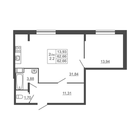 53,7 м², 2-комнатная квартира 6 930 000 ₽ - изображение 61