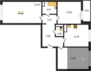 Квартира 83,3 м², 3-комнатная - изображение 1