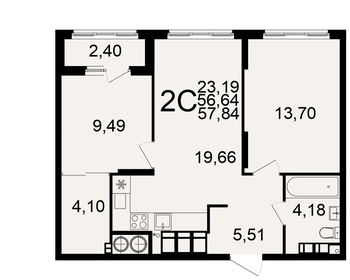 Квартира 57,8 м², 2-комнатная - изображение 1