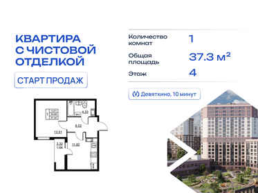 Квартира 37,3 м², 1-комнатная - изображение 1