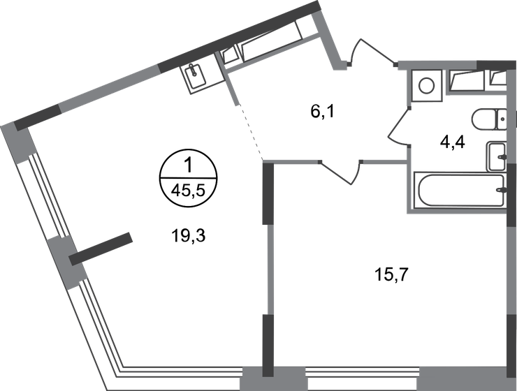 45,5 м², 1-комнатная квартира 11 342 862 ₽ - изображение 27