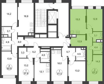 Квартира 63,2 м², 2-комнатная - изображение 2