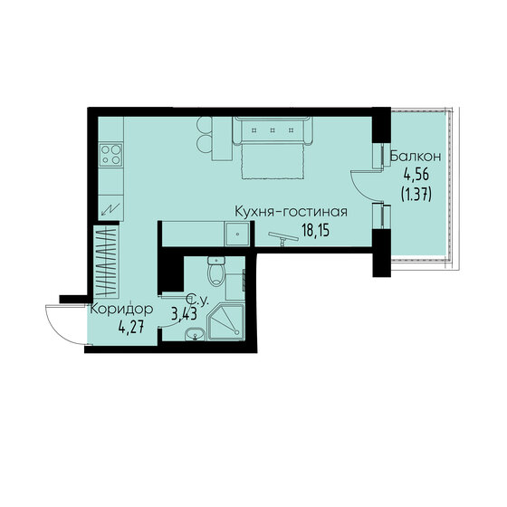27,2 м², квартира-студия 9 637 241 ₽ - изображение 40
