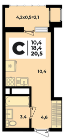 Квартира 20,5 м², 1-комнатная - изображение 1