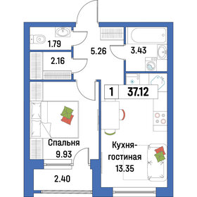 Квартира 37,1 м², 1-комнатная - изображение 1